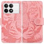 For Xiaomi Poco F6 Pro Tiger Embossing Pattern Flip Leather Phone Case(Pink)