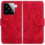 For Xiaomi 15 Tiger Embossing Pattern Flip Leather Phone Case(Red)