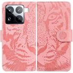 For Xiaomi 15 Pro Tiger Embossing Pattern Flip Leather Phone Case(Pink)