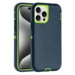 For iPhone 15 Pro Max Robot Three-proof Life Waterproof Phone Case with Holder(Dark Green + Light Green)