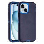 For iPhone 15 Plus Robot Three-proof Life Waterproof Phone Case with Holder(Royal Blue + Blue)