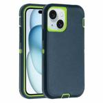 For iPhone 15 Robot Three-proof Life Waterproof Phone Case with Holder(Dark Green + Light Green)