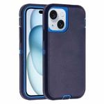 For iPhone 15 Robot Three-proof Life Waterproof Phone Case with Holder(Royal Blue + Blue)