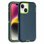 For iPhone 14 Plus Robot Three-proof Life Waterproof Phone Case with Holder(Dark Green + Light Green)