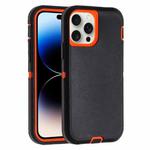 For iPhone 14 Pro Max Robot Three-proof Life Waterproof Phone Case with Holder(Black + Orange)