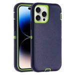 For iPhone 14 Pro Max Robot Three-proof Life Waterproof Phone Case with Holder(Royal Blue + Green)