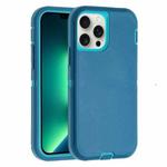 For iPhone 13 Pro Max Robot Three-proof Life Waterproof Phone Case with Holder(Dark Blue + Light Blue)