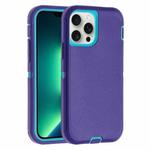 For iPhone 13 Pro Robot Three-proof Life Waterproof Phone Case with Holder(Purple + Blue)