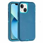 For iPhone 13 mini Robot Three-proof Life Waterproof Phone Case with Holder(Dark Blue + Light Blue)