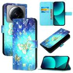 For Xiaomi 12S Ultra 3D Painting Horizontal Flip Leather Phone Case(Golden Butterfly)