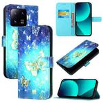 For Xiaomi 13 Pro 3D Painting Horizontal Flip Leather Phone Case(Golden Butterfly)