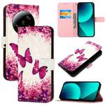 For Xiaomi 13 Ultra 3D Painting Horizontal Flip Leather Phone Case(Rose Butterfly)