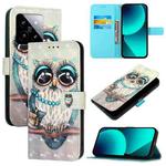 For Xiaomi 14 3D Painting Horizontal Flip Leather Phone Case(Grey Owl)