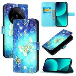 For Xiaomi 14 Ultra 3D Painting Horizontal Flip Leather Phone Case(Golden Butterfly)