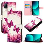 For Xiaomi Civi 1S 3D Painting Horizontal Flip Leather Phone Case(Rose Butterfly)