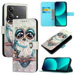 For Xiaomi Poco X6 Neo Global 3D Painting Horizontal Flip Leather Phone Case(Grey Owl)