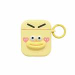 For AirPods 2 / 1 Fresh 3D Emoji Pattern Skin Feel Earbuds Box PC Case(Yellow)
