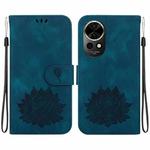 For Huawei nova 12 Lotus Embossed Leather Phone Case(Dark Blue)