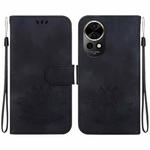 For Huawei nova 12 Lotus Embossed Leather Phone Case(Black)