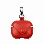 For Redmi Buds 5 Business Leather Earphone Protective Case with Hook(Red)