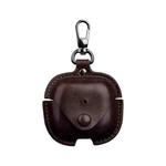 For Redmi Buds 6 Active Edition Business Leather Earphone Protective Case with Hook(Dark Brown)
