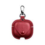 For Redmi Buds 6 Active Edition Business Leather Earphone Protective Case with Hook(Red)