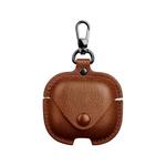 For Redmi Buds 6 Active Edition Business Leather Earphone Protective Case with Hook(Light Brown)