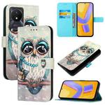 For vivo Y02 / Y02A / Y02t / Y11 2023 3D Painting Horizontal Flip Leather Phone Case(Grey Owl)