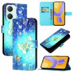 For vivo Y03 Global 3D Painting Horizontal Flip Leather Phone Case(Golden Butterfly)