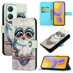 For vivo Y03 Global 3D Painting Horizontal Flip Leather Phone Case(Grey Owl)