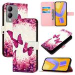 For vivo Y17s 4G Global / 5G India 3D Painting Horizontal Flip Leather Phone Case(Rose Butterfly)
