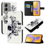 For vivo Y17s 4G Global / 5G India 3D Painting Horizontal Flip Leather Phone Case(Skull)