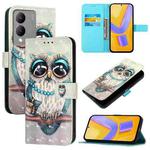 For vivo Y17s 4G Global / 5G India 3D Painting Horizontal Flip Leather Phone Case(Grey Owl)