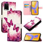 For vivo Y33s 4G Global / Y21 / Y21s / Y21t 3D Painting Horizontal Flip Leather Phone Case(Rose Butterfly)