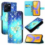 For vivo Y35 4G / Y22 / Y22s / Y77 Global 3D Painting Horizontal Flip Leather Phone Case(Golden Butterfly)