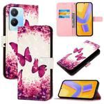 For vivo Y56 / Y16 / Y02s Global 3D Painting Horizontal Flip Leather Phone Case(Rose Butterfly)