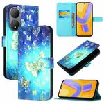 For vivo Y100 5G Global 3D Painting Horizontal Flip Leather Phone Case(Golden Butterfly)