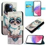 For vivo iQOO Z9s Pro 5G India 3D Painting Horizontal Flip Leather Phone Case(Grey Owl)