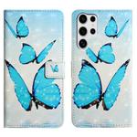 For Samsung Galaxy S25 Ultra 5G Oil Embossed 3D Drawing Leather Phone Case(3 Butterflies)