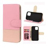 For iPhone 12 mini Splicing Color Horizontal Flip Leather Case with Holder & Photo Frame & Card Slots & Wallet(Pink)