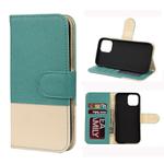 For iPhone 12 / 12 Pro Splicing Color Horizontal Flip Leather Case with Holder & Photo Frame & Card Slots & Wallet(Green)