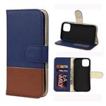 For iPhone 12 / 12 Pro Splicing Color Horizontal Flip Leather Case with Holder & Photo Frame & Card Slots & Wallet(Blue)