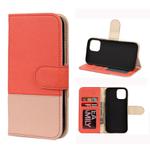 For iPhone 12 Pro Max Splicing Color Horizontal Flip Leather Case with Holder & Photo Frame & Card Slots & Wallet(Rose Red)