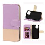 For iPhone 12 Pro Max Splicing Color Horizontal Flip Leather Case with Holder & Photo Frame & Card Slots & Wallet(Purple)