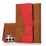 For Samsung Galaxy S25 Ultra 5G Dual-color Stitching Leather Phone Case(Brown Red)