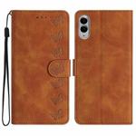 For Samsung Galaxy S25 Edge 5G Seven Butterflies Embossed Leather Phone Case(Brown)