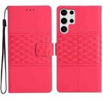 For Samsung Galaxy S25 Ultra 5G Diamond Embossed Skin Feel Leather Phone Case(Red)