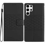 For Samsung Galaxy S25 Ultra 5G Diamond Embossed Skin Feel Leather Phone Case(Black)