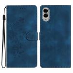 For Samsung Galaxy S25 Edge 5G Flower Butterfly Embossing Pattern Leather Phone Case(Blue)