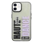 For iPhone 12 Double Layer Frosted IMD Series TPU + PC Phone Case(Purple Letter DANCE)